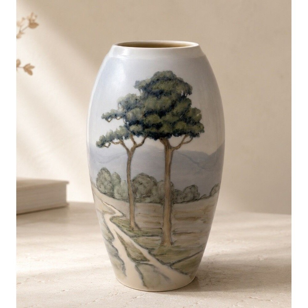 Antique Bing & Grondahl B&G Denmark 8692-251 Art Nouveau Tree Landscape Vase 7"
